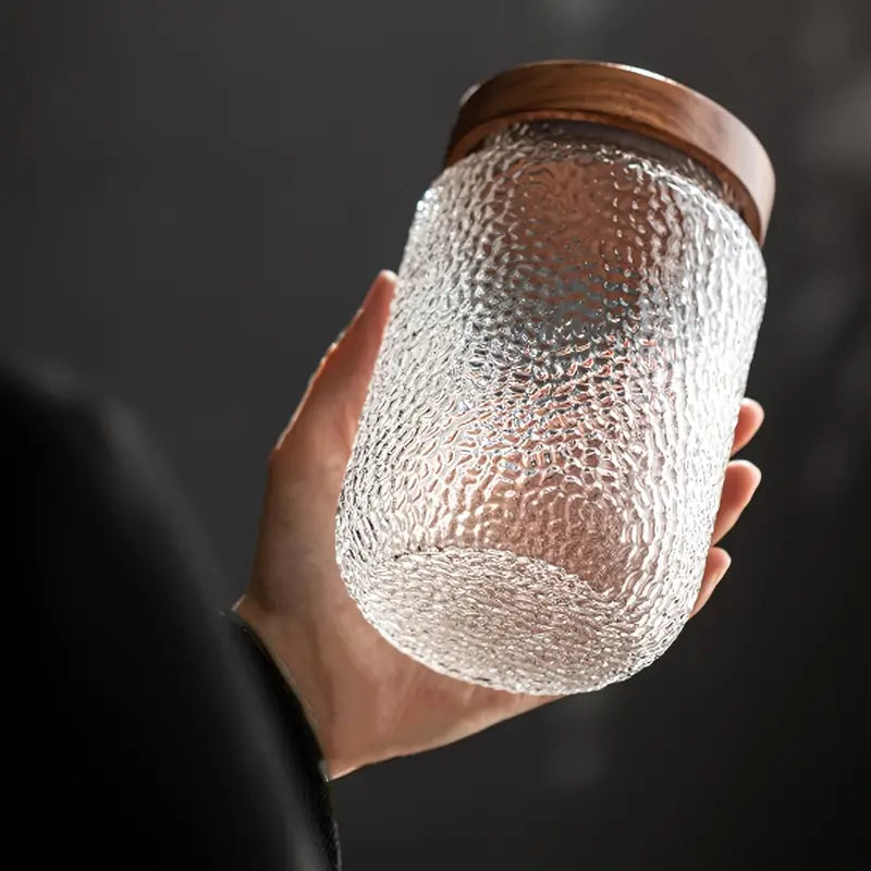Airtight Glass Coffee Jars - Wooden Lid Canisters Food Storage