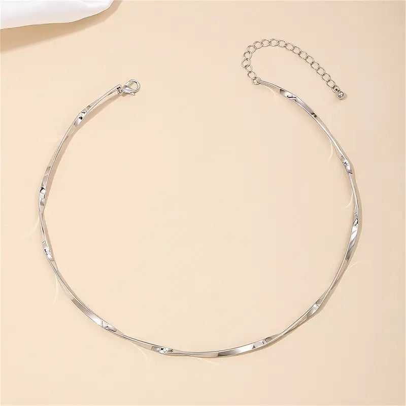 Iron Choker Necklace - Minimalist Twisted Metal Jewelry