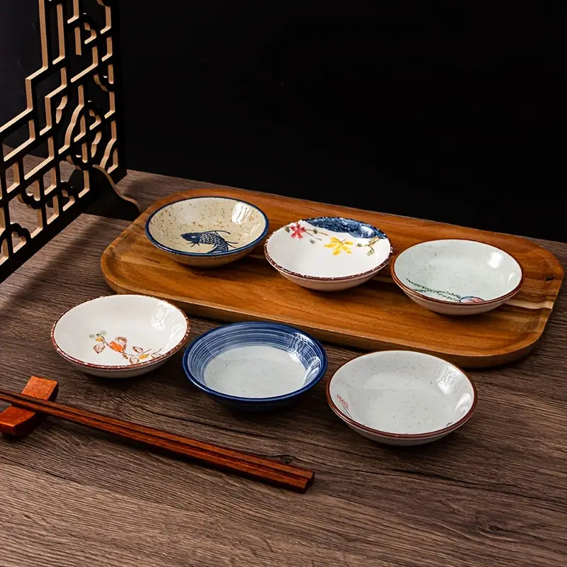 6PCS Japanese Vintage Plates – Ceramic Appetizer Dishes for Holiday Gifts