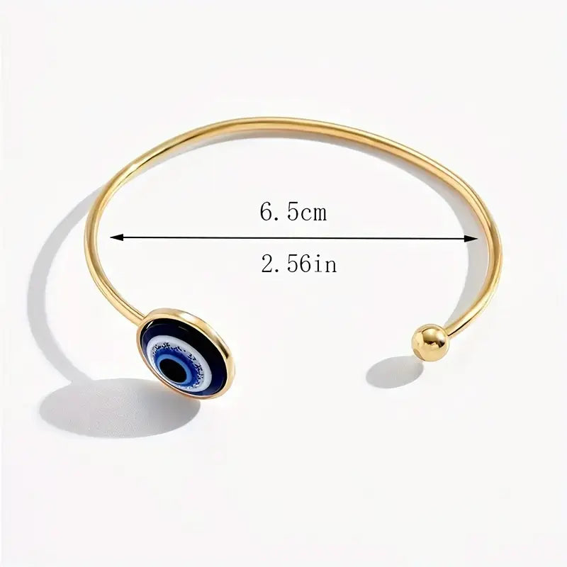 Chic Evil Eye Cuff Bracelet – Adjustable Iron & Plastic Jewelry for Casual Wear