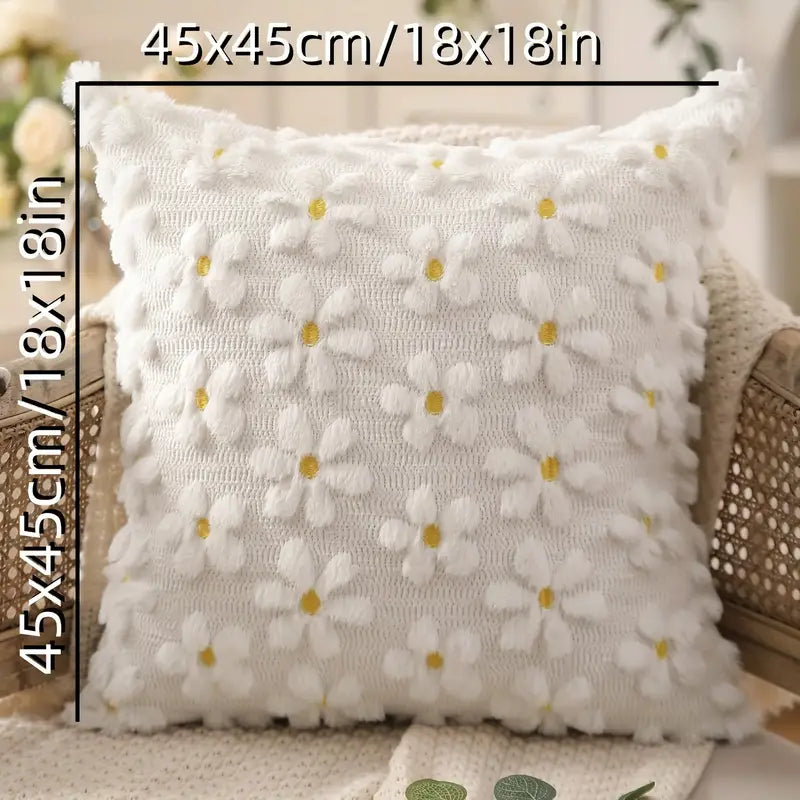 Daisy Heart Pillow Cover - 18x18 Farmhouse Decor