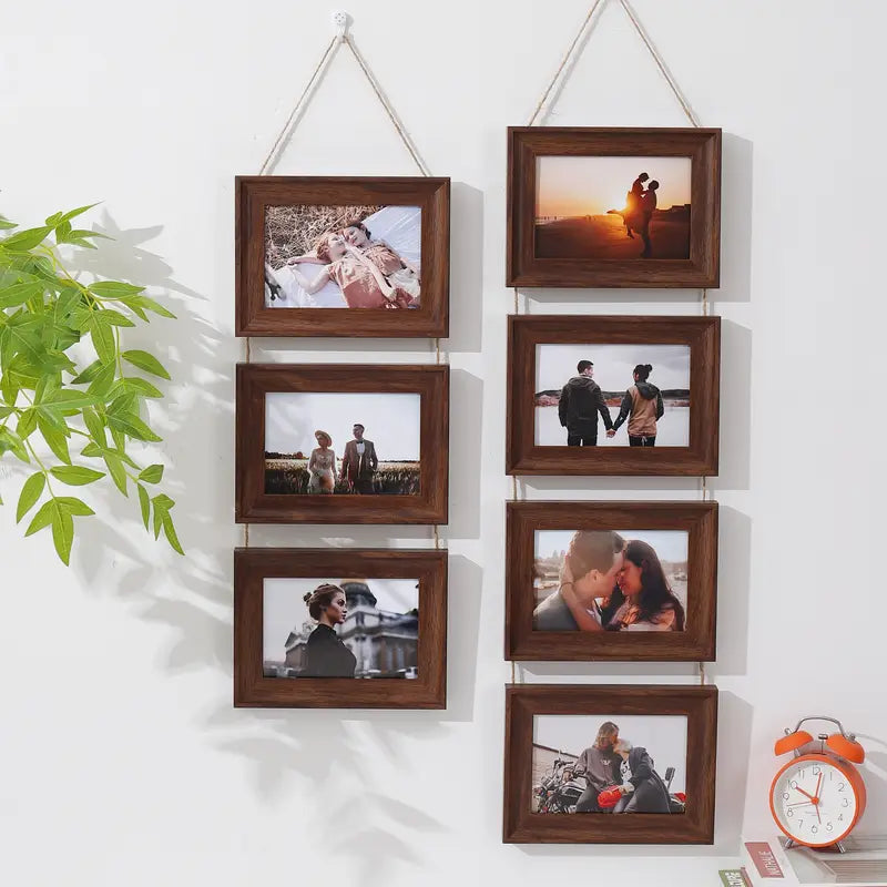 Walnut Photo Frame - Rustic Wall Decor, 15-24cm Photos