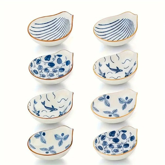 8-Piece Oyster Shell Style Ceramic Saucer Set