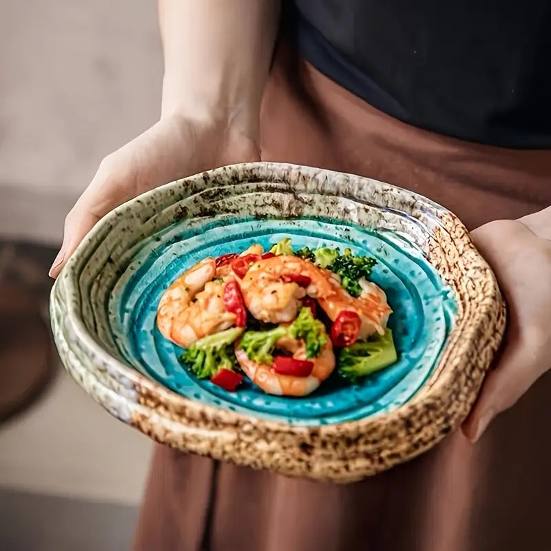 Blue Marbled Ceramic Salad Plates - Restaurant Grade Dinnerware