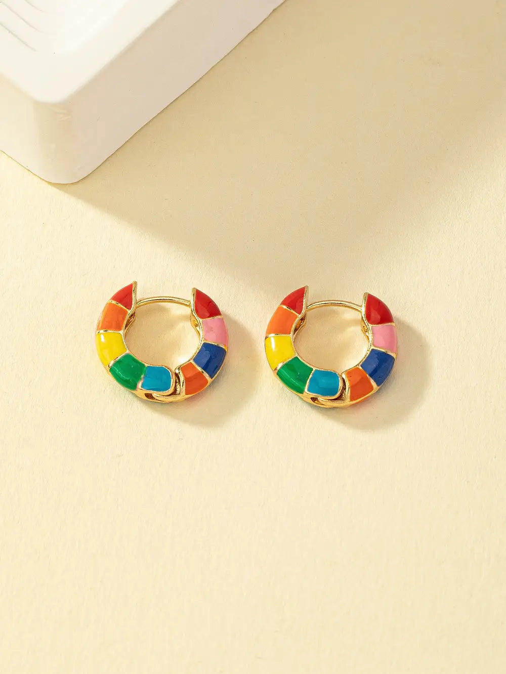 Colorful Enamel Design Hoop Earrings