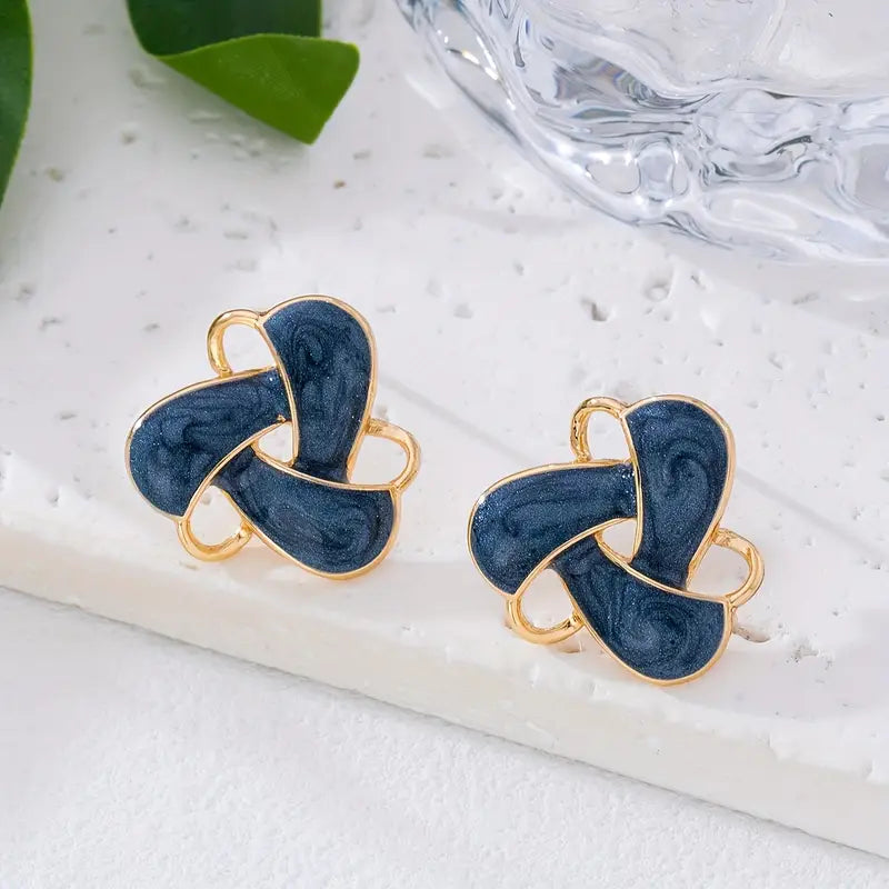 Rotating Flower Earrings - Geometric Dangle Studs Jewelry