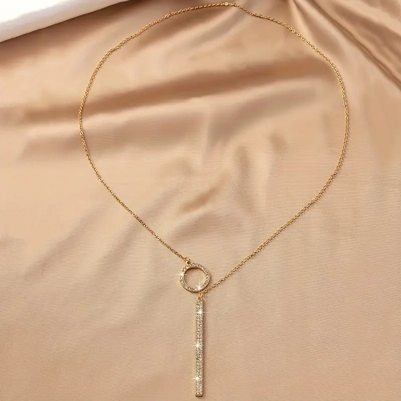 Korean Circle Pendant Necklace - Tassel Chain Fashion Jewelry