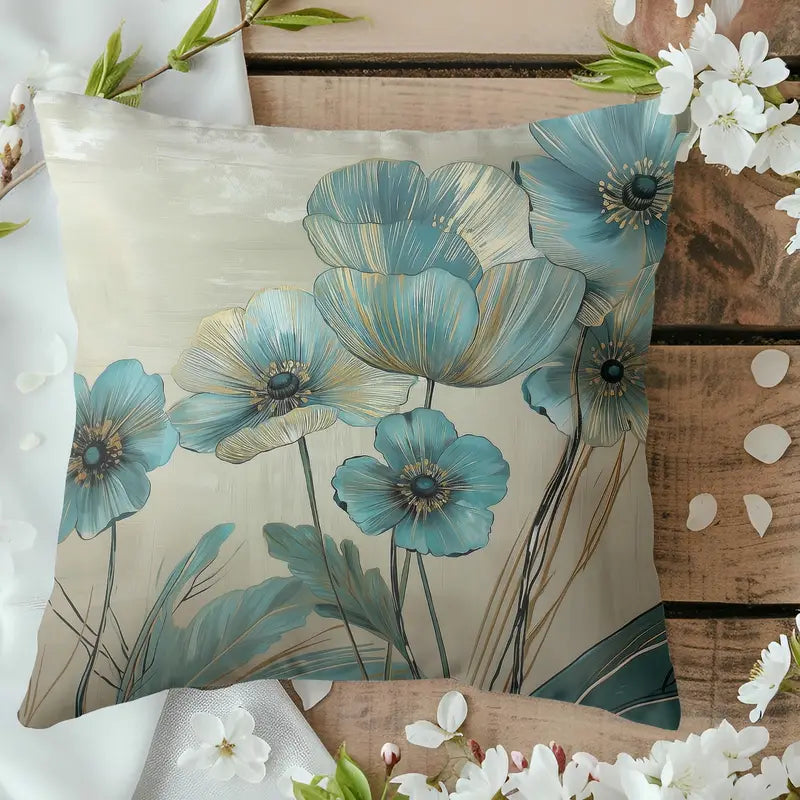 Lot de 1/2/4 housses de coussin turquoise en polyester – 45 x 45 cm, lavables en machine, décoration contemporaine