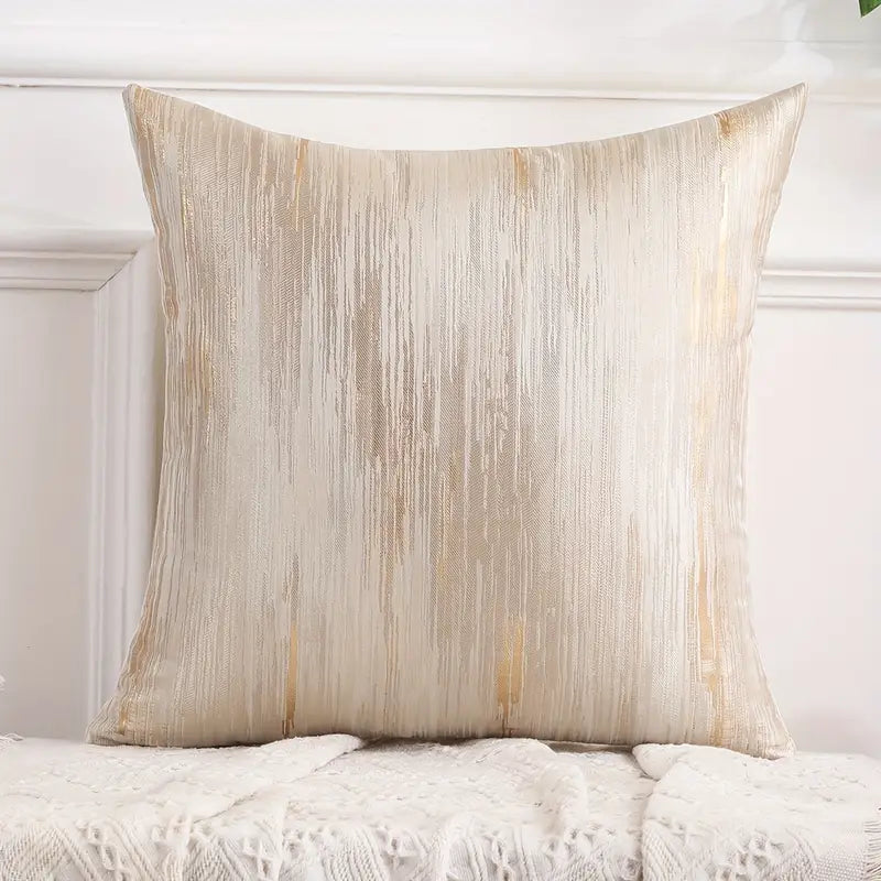 Lot de 2 housses de coussin décoratives à rayures jacquard