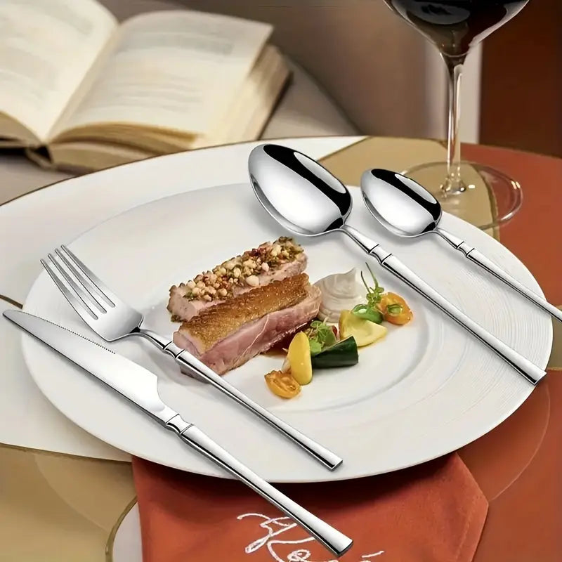 24pcs Silverware Set Gift Box - Luxury Stainless Steel Tableware with Spoon, Fork, Knife