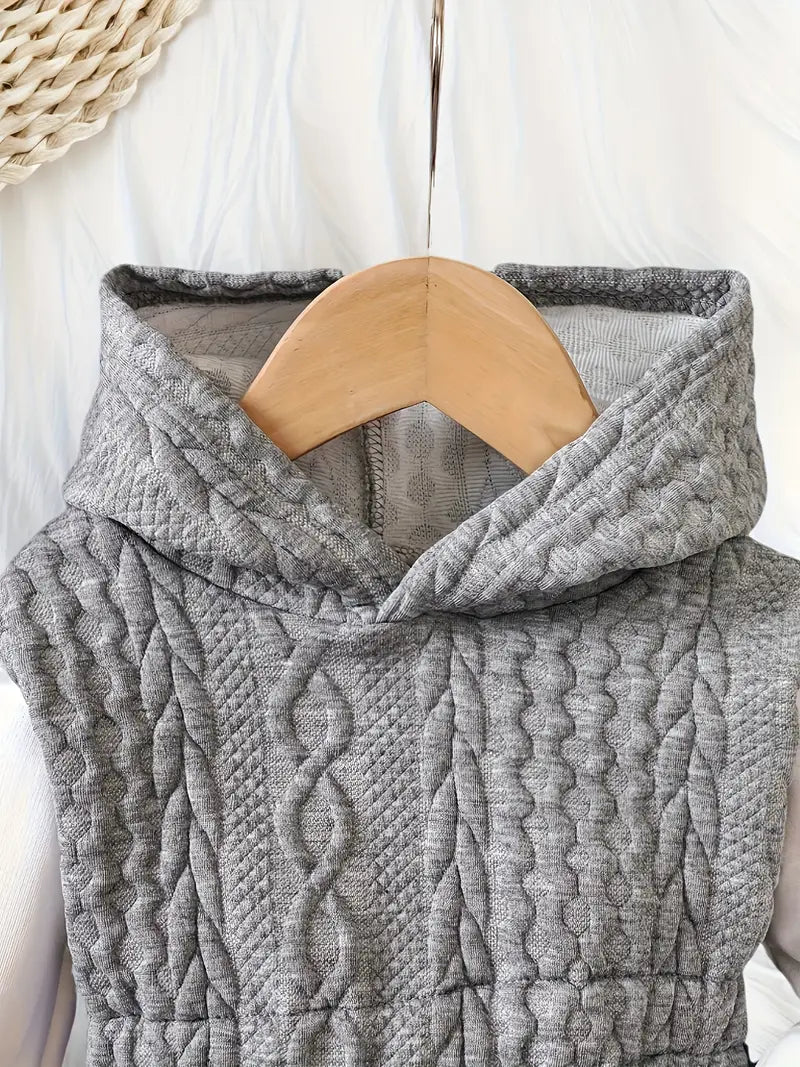 Babymeisjesjurk met capuchon | Jacquard gebreide tweedelig outfit voor herfst en winter