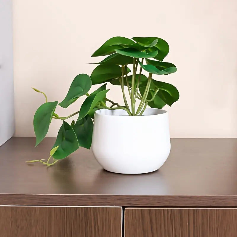 Plante artificielle à feuilles vertes – Décoration de bureau et d'étagère pour la maison, le bureau et la salle à manger