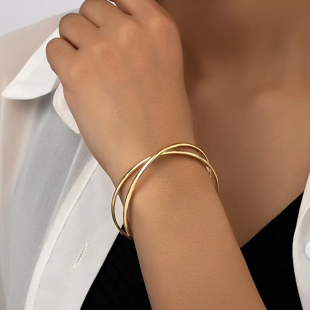 Elegant Alloy Cuff Bracelet for Women - Non-Mosaic Daily Wear Accessory