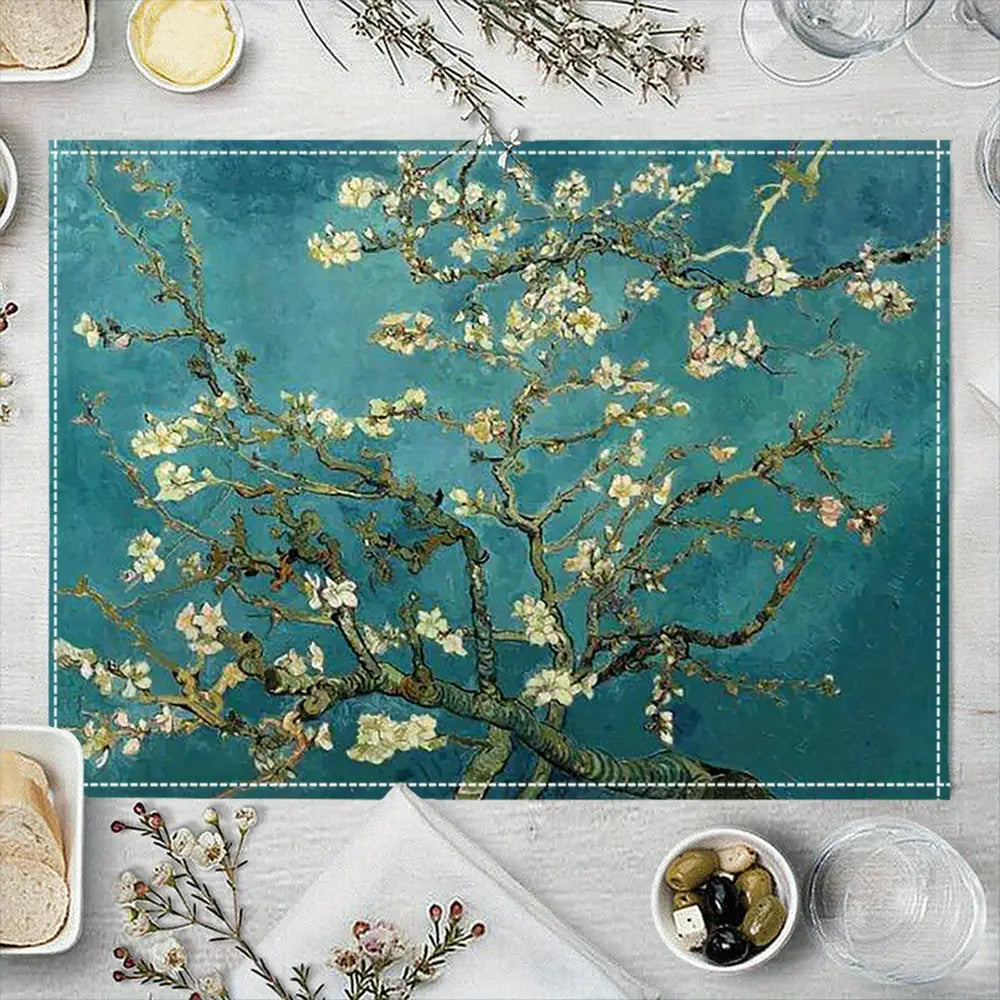 4 stuks placemats met amandelbloesemmotief van Vincent Van Gogh