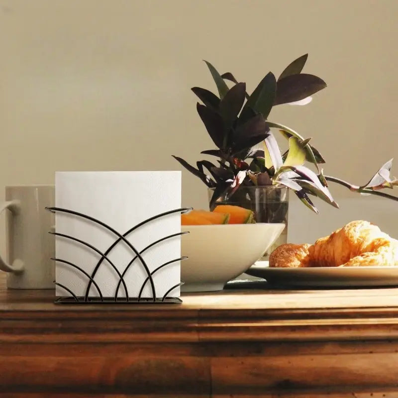 Black Metal Napkin Holder - Heavy Duty Iron Tissue Organizer