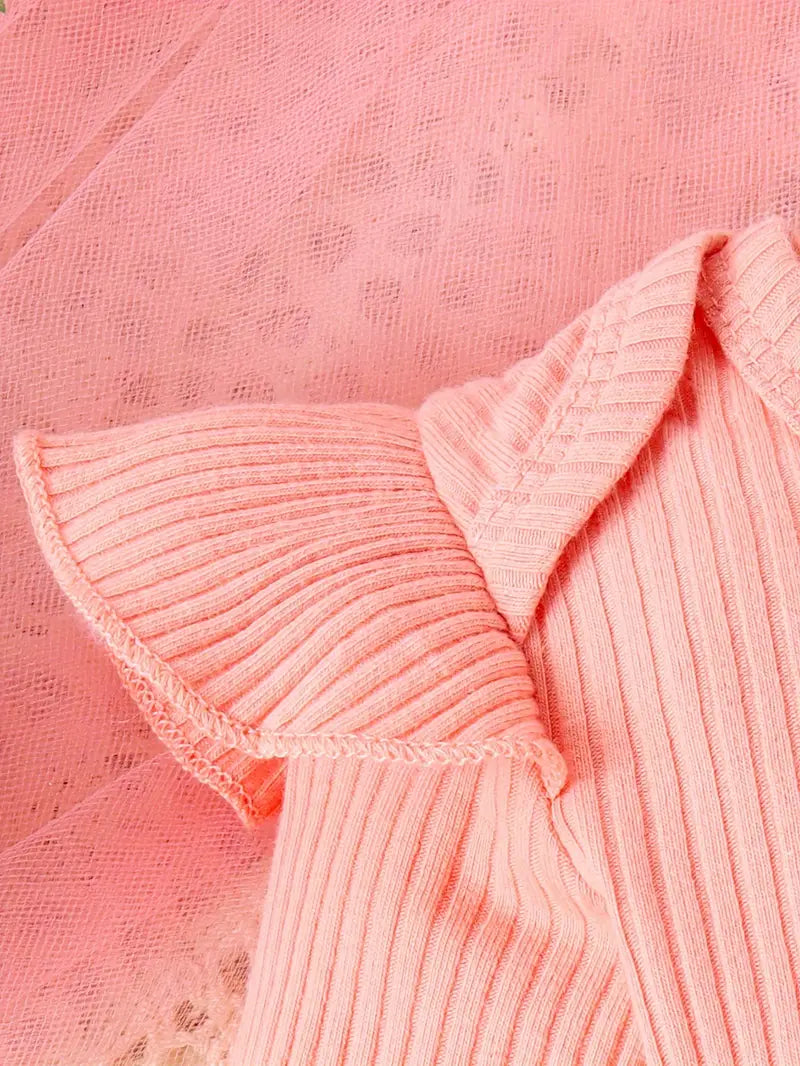 Newborn Girl Outfit | Letter Print Bodysuit, Ribbed Pants, Hat & Headscarf