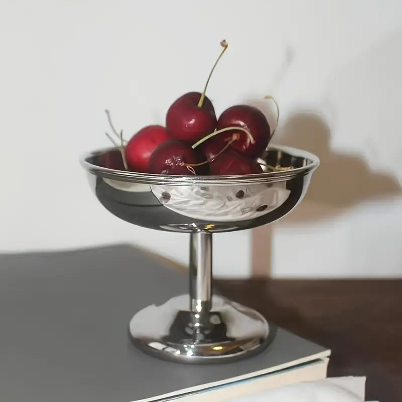 Stainless steel ice cream bowl with high base - dessert cup for salads & pudding