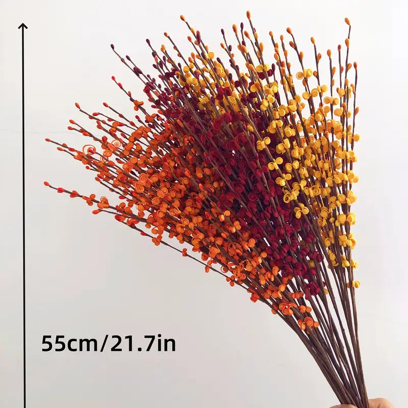 Orange Berry Stems - Artificial Flowers 10 Pack - Fall/Wedding Decor