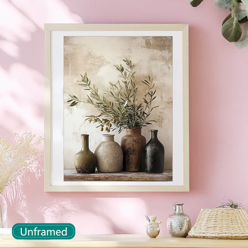 Boom in decoratieve vaas - Frameloze canvaskunst voor moderne interieurdecoratie