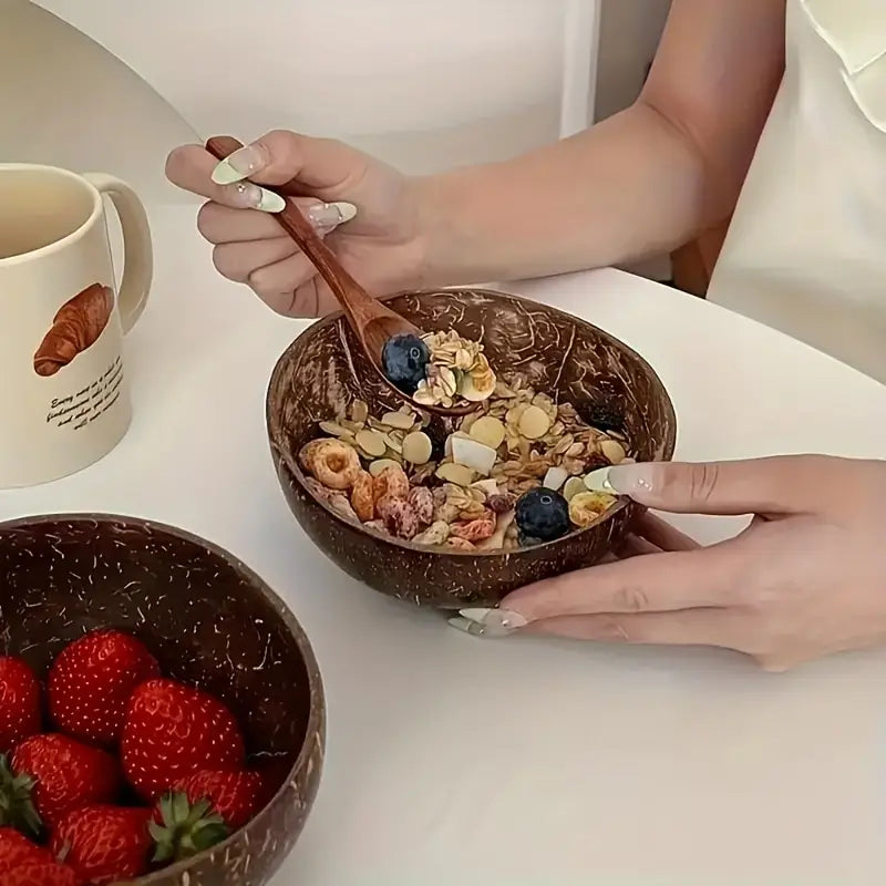 4PC Handcrafted Ceramic Bowls with Spoons – For Smoothies & Ice Cream
