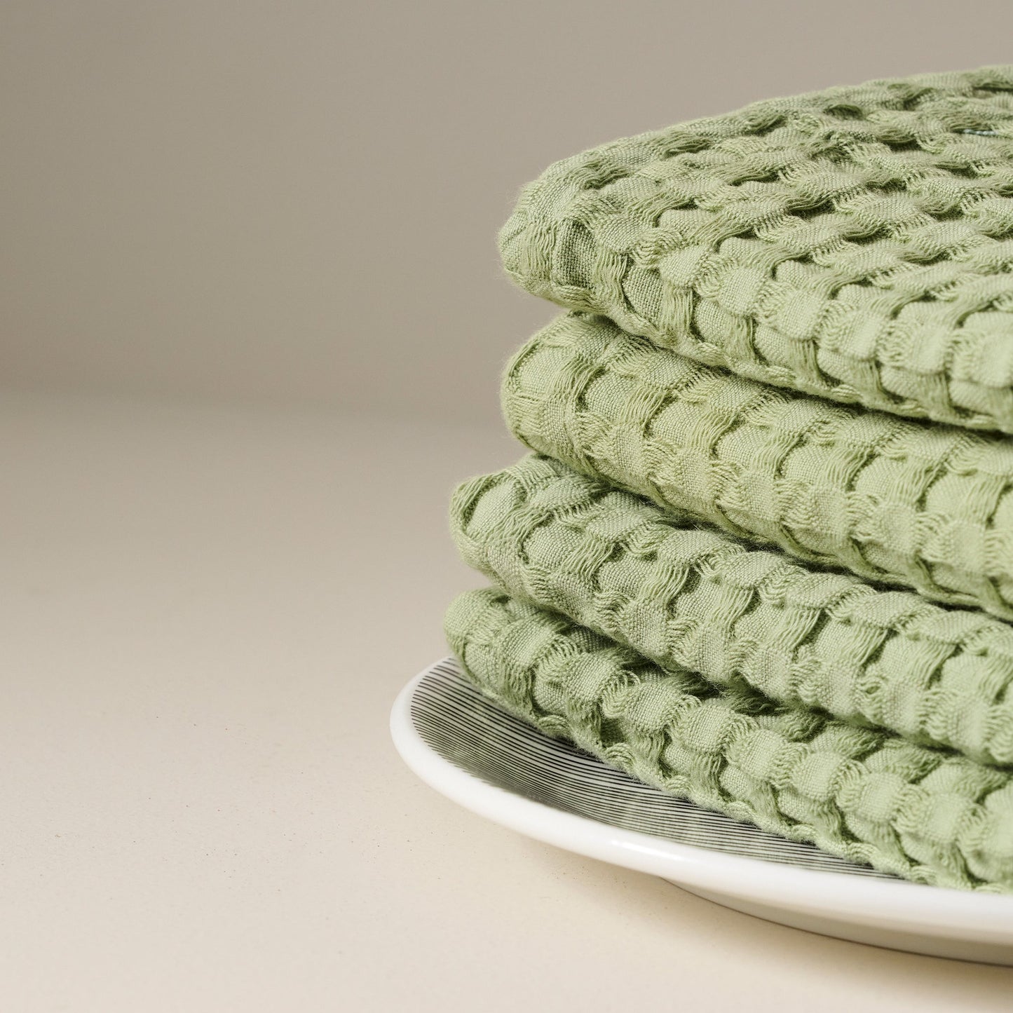 Waffle Cotton Towel - Frosted Green