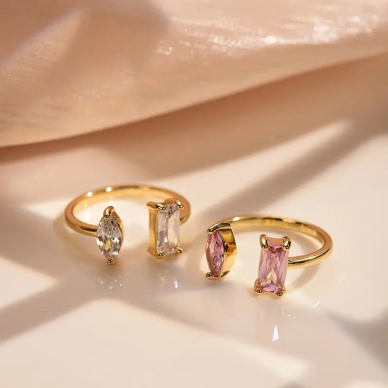 Adjustable CZ Ring - Geometric Women's Fashion Jewelry