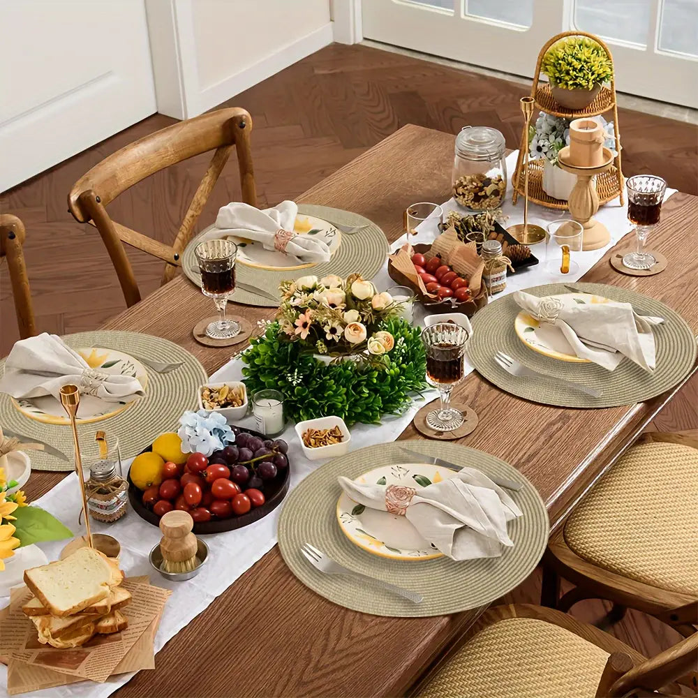 4pcs Round Braided Placemats