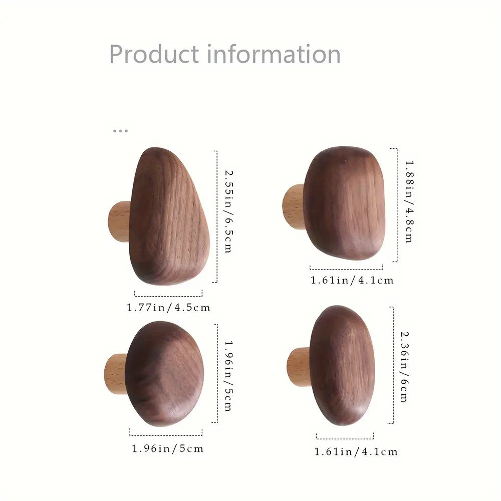 4pcs Set Pebble Shape Wooden Hooks