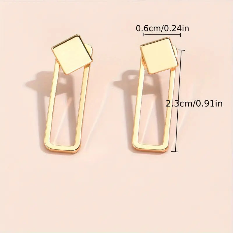 Copper Stud Earrings - Square Geometric Jewelry Women