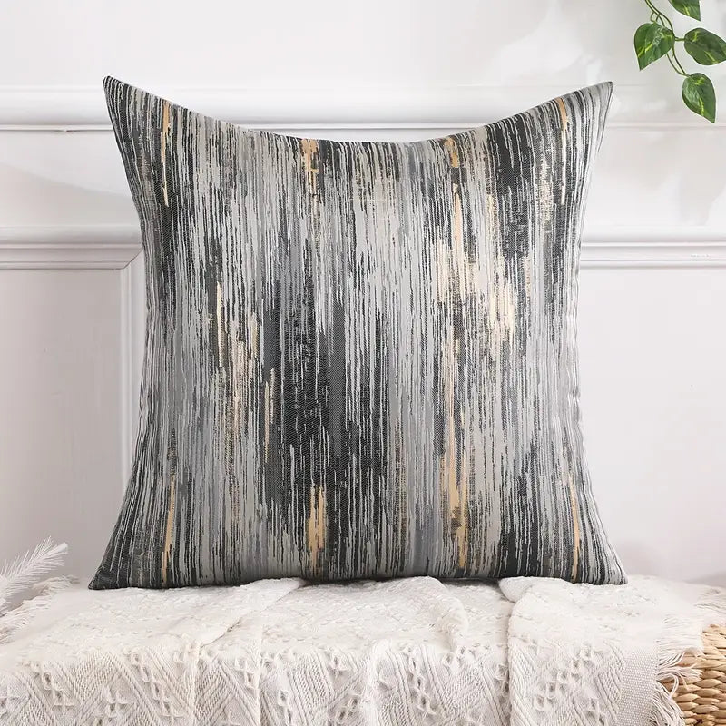 Lot de 2 housses de coussin décoratives à rayures jacquard