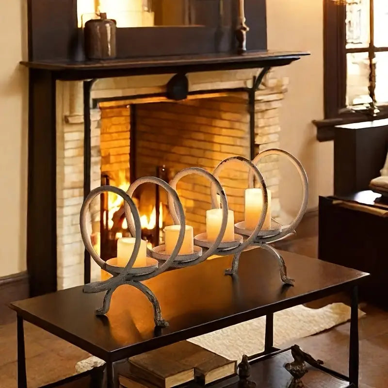 Rustic Farmhouse Candle Holder - 4 Head Metal Distressed Decor