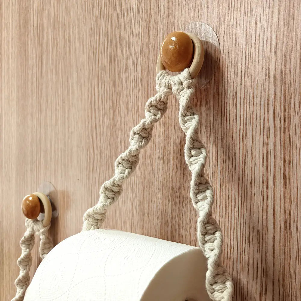 1pc Bohemian Hand-woven Wall-mounted Roll Paper Rack