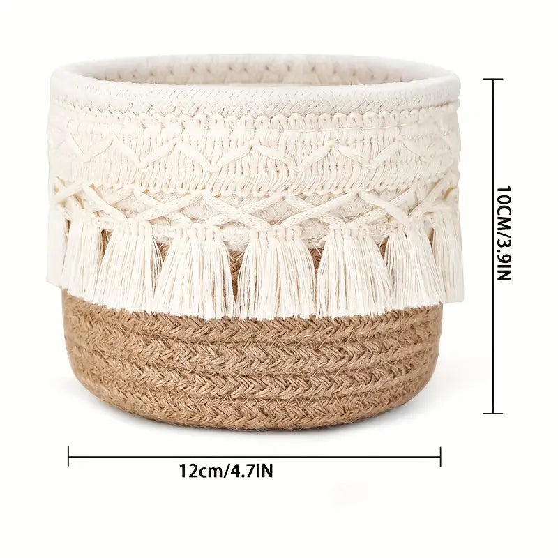 Woven Storage Basket - Desktop Organizer, Cosmetics & Accessories