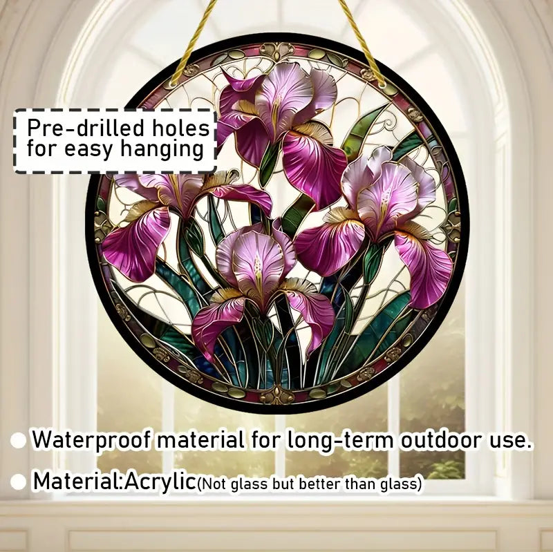 1pc Vibrant Purple Iris Suncatcher - 20.32cm x 20.32cm