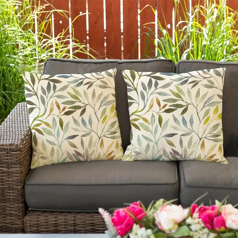 Lot de 2 housses de coussin à imprimé printanier – Housses de coussin en polyester lavables en machine