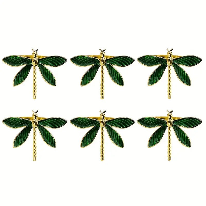 Dragonfly Napkin Rings 6pcs - Cast Iron Elegant Table Decor