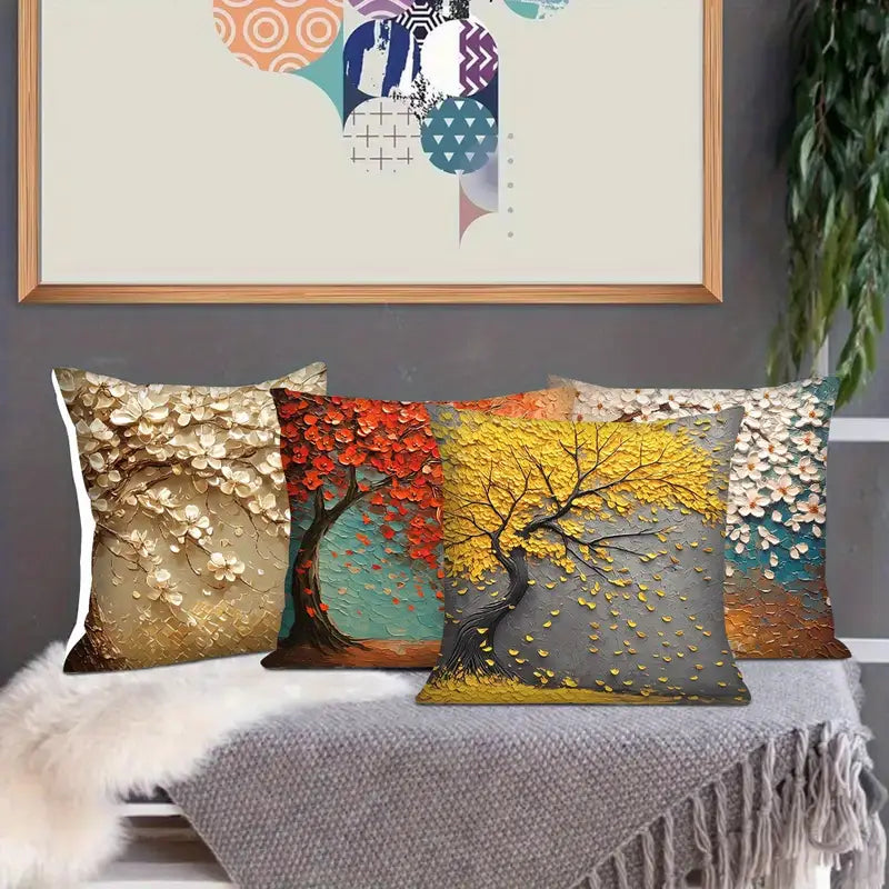 Summer Throw Pillow Covers 45x45cm - Soft Plush Decorative Cushion Cases