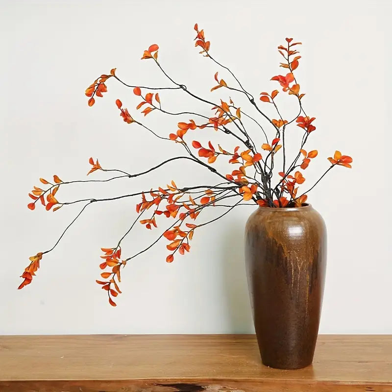 Autumn Leaf Branch Decor - Red Artificial Fall Foliage (3pcs)