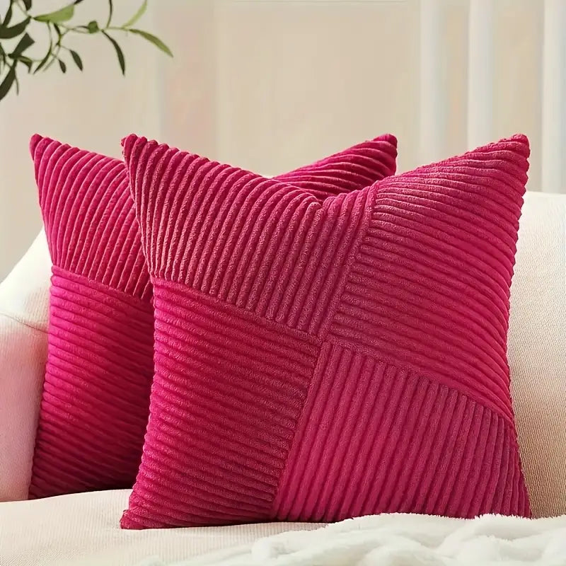 Corduroy Striped Throw Pillow Covers (Set of 2) - Bohemian Decorative Pillowcase