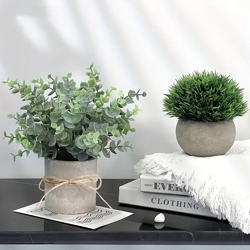 Artificial Plant Set - Small Faux Eucalyptus Rosemary Decor