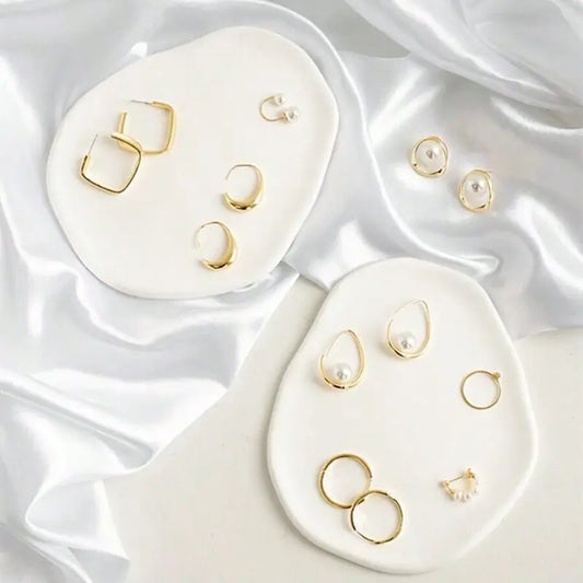 Plateau à bijoux vintage scandinave en résine – Organiseur blanc irrégulier multi-usages pour clés et accessoires
