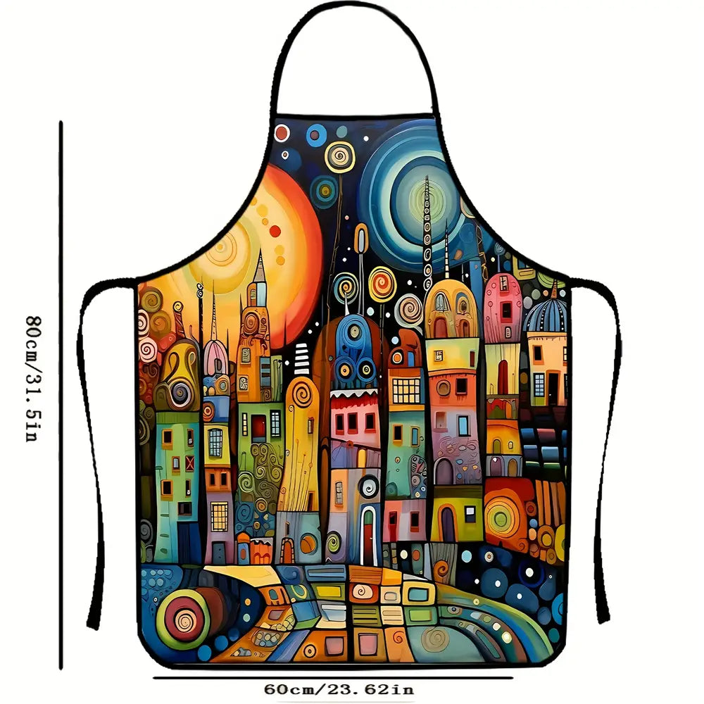 Colorful Art City Pattern Apron