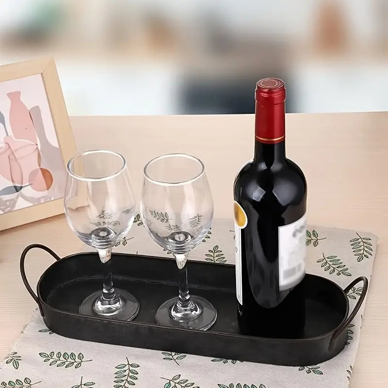 Cast Iron Serving Tray – Rustic Industrial Decor with Handles