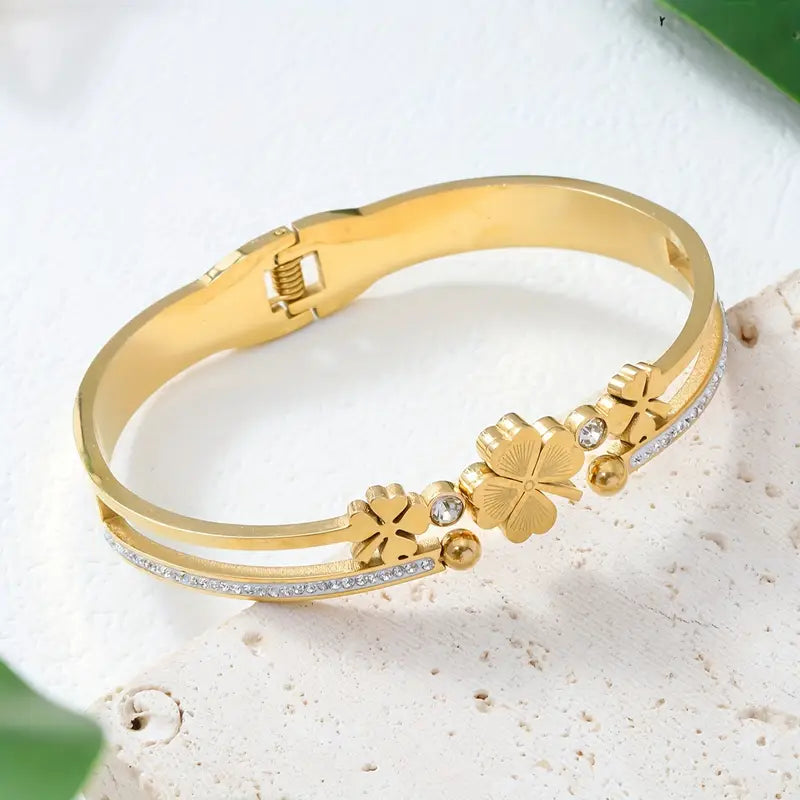 Luxury Stainless Steel Bangle – Zircon Bracelet for Ramadan & Everyday Wear