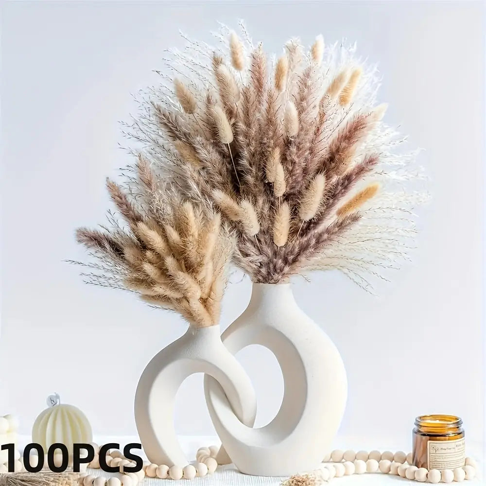 Bouquet de 100 fleurs artificielles en forme de queue de lapin de la pampa