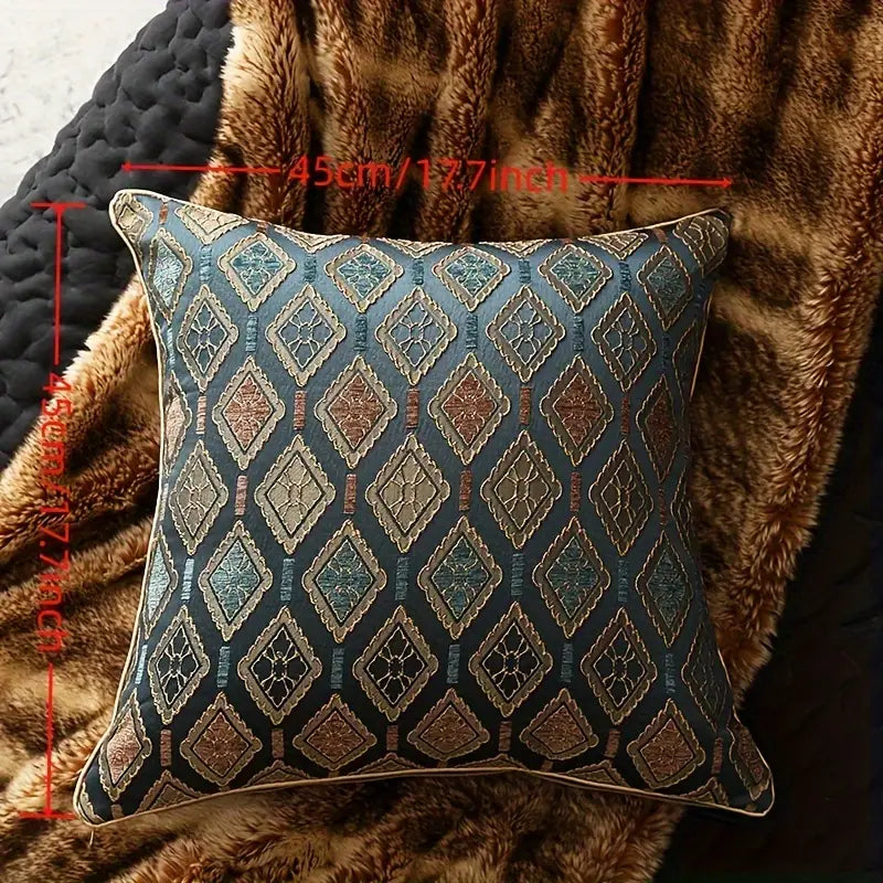 Geometric Throw Pillow Cover - Woven Polyester, Zipper Closure