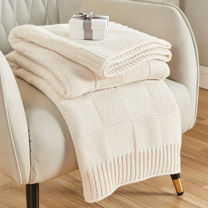 Orange Knit Throw Blanket - Soft, Washable, Versatile