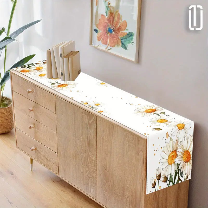 Floral Spring Table Runner – Indoor Outdoor Dining Table Decor, 33x183 cm