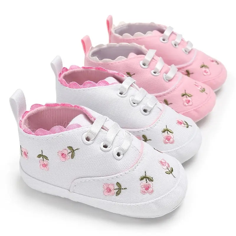 Floral Embroidered Toddler Sneakers | Casual Canvas Slip-On Shoes for Boys & Girls