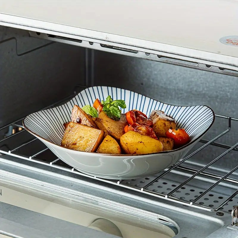 4-Piece Ceramic Square Roaster Set, Floral Design